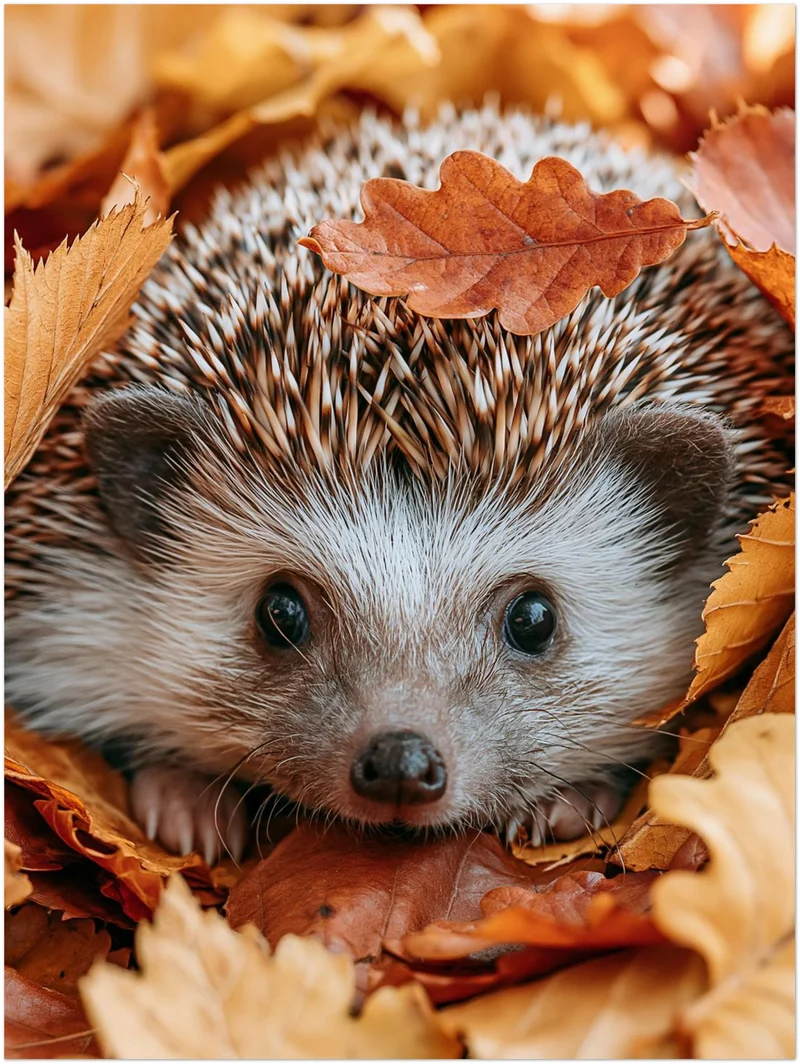 Igel im Herbstlaub Leinwand