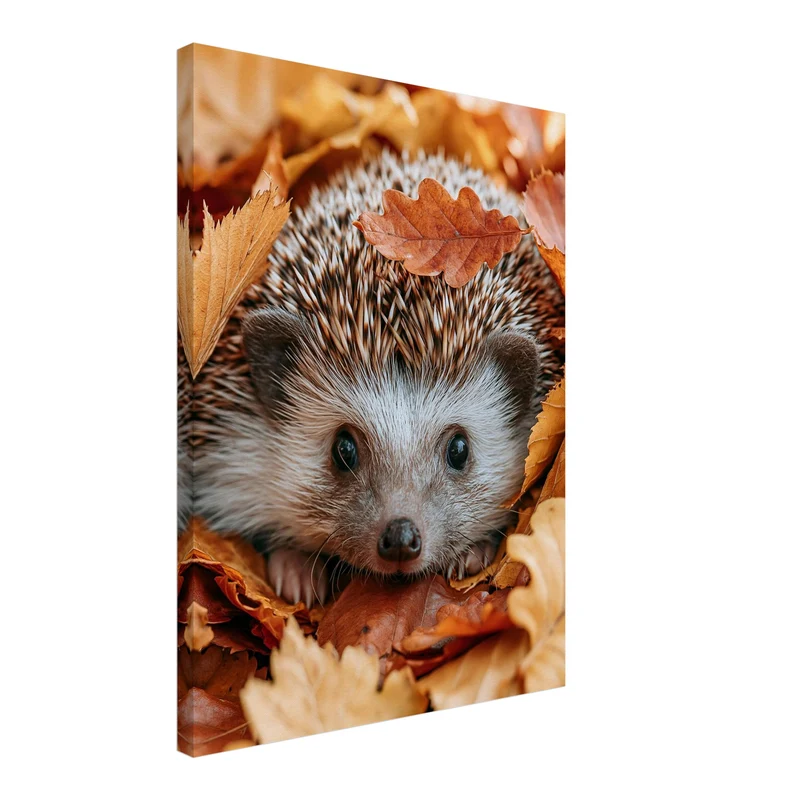 Igel im Herbstlaub Leinwand