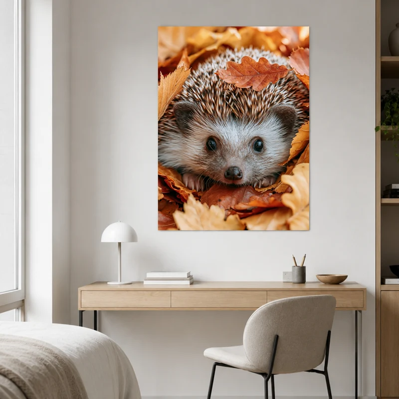 Igel im Herbstlaub Poster