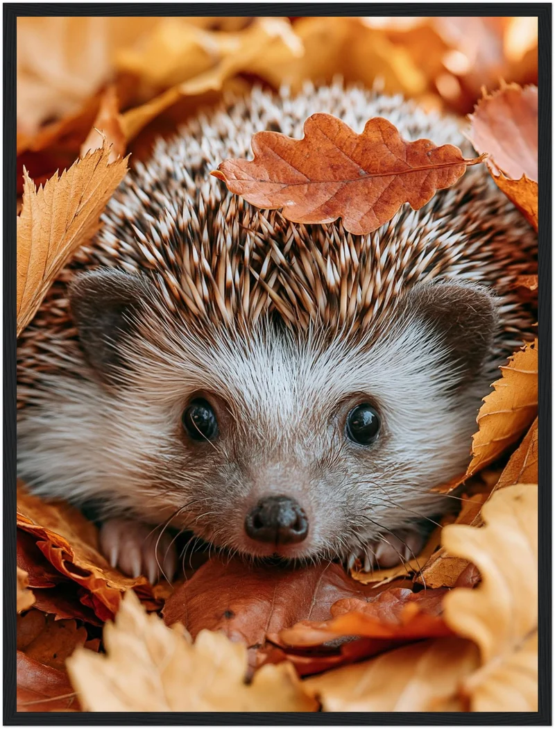 Igel im Herbstlaub Poster