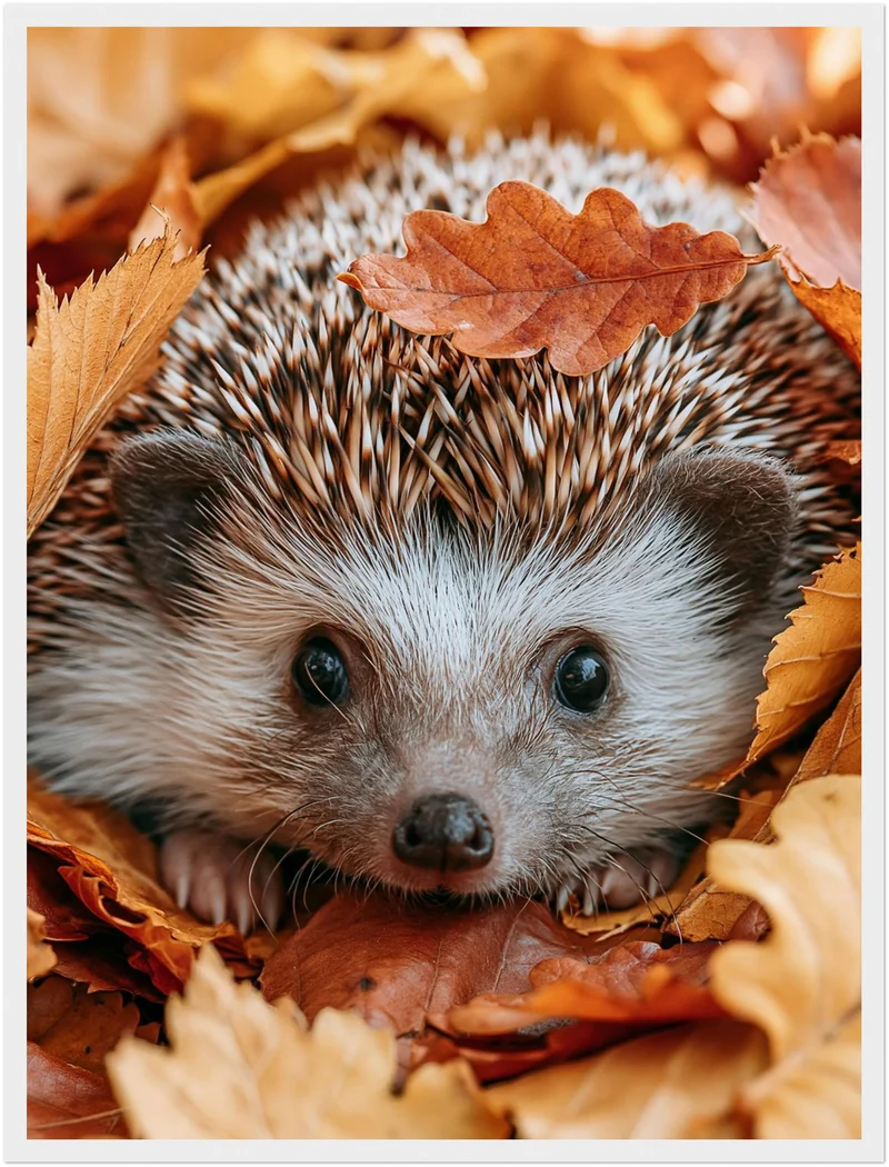 Igel im Herbstlaub Poster