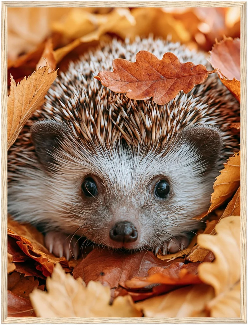 Igel im Herbstlaub Poster