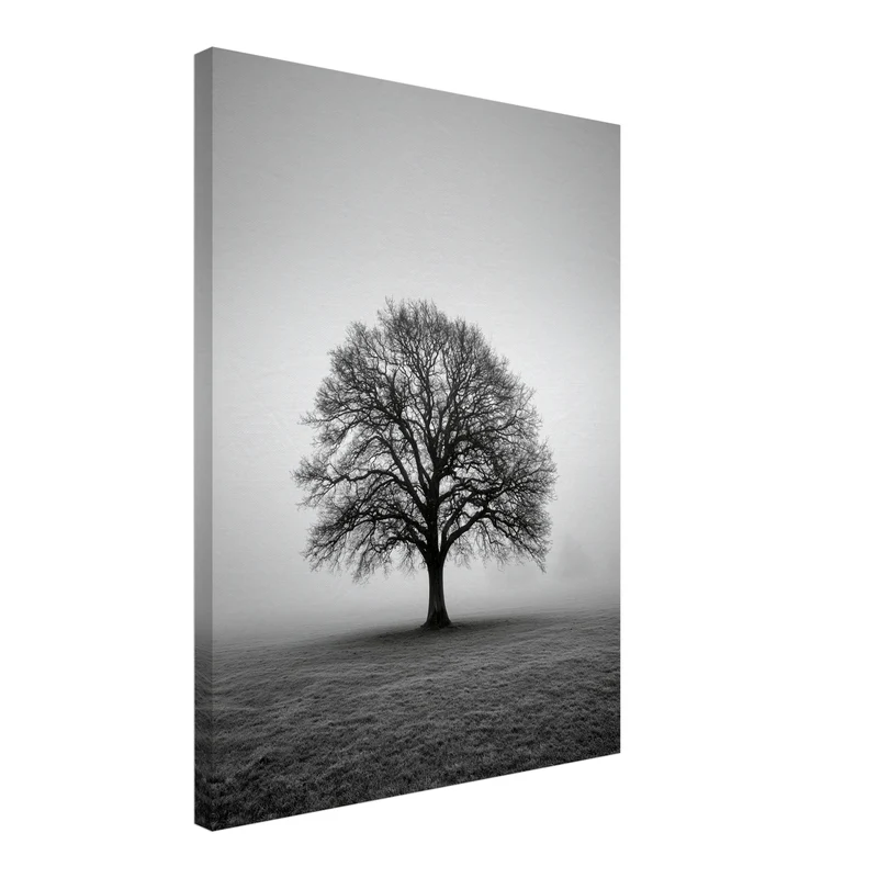 Einsame Eiche im Nebel Leinwand