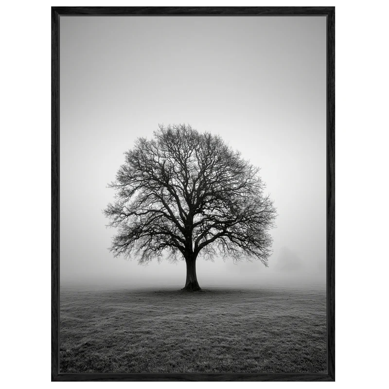 Einsame Eiche im Nebel Leinwand