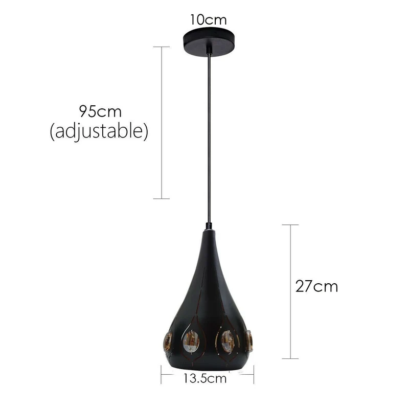 Vintage Industrie Deckenpendelleuchte Retro Loft Style Metall + Kristall Lampe~1479