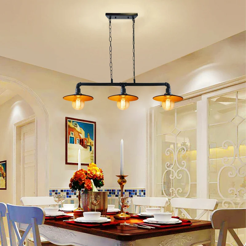 Pendelleuchte 3-flammig lampe rohr Hängelampen schwarz ~1651