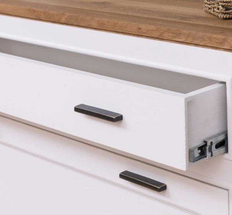 Casa Padrino Schuhschrank im Landhausstil mit 2 Türen, 1 Schublade und Eichenholzplatte, 100 x 35 x 110 cm