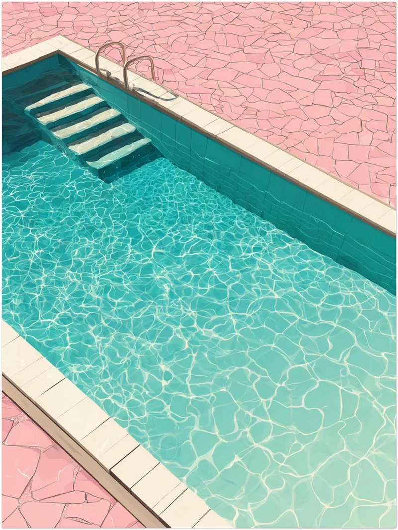 Rosa Pool im Sommer Poster