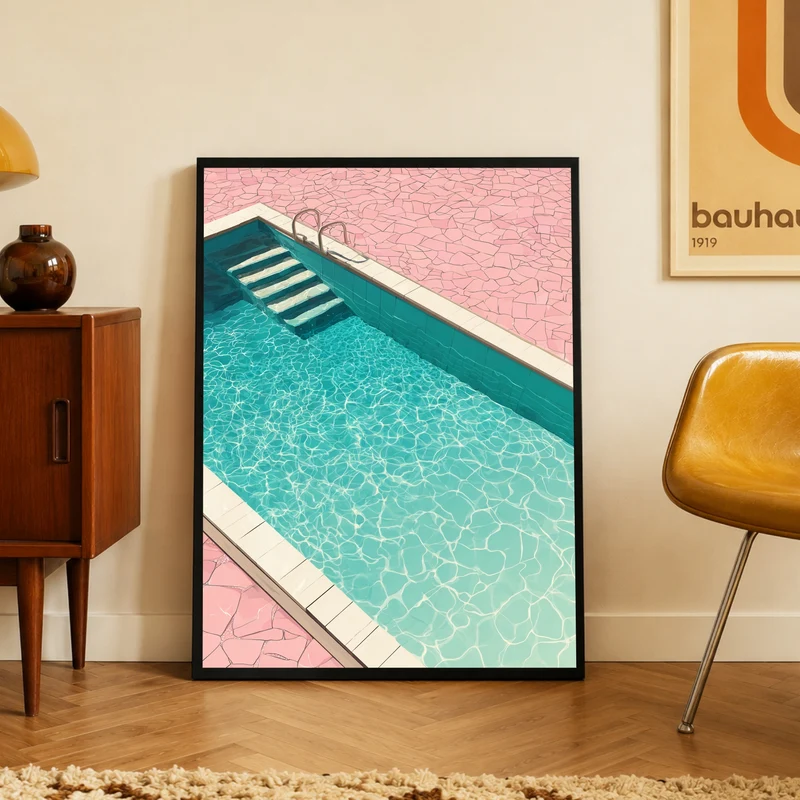 Rosa Pool im Sommer Poster