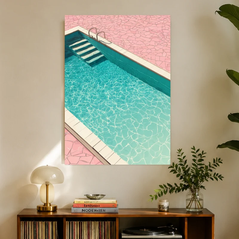 Rosa Pool im Sommer Poster
