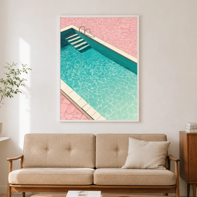 Rosa Pool im Sommer Poster