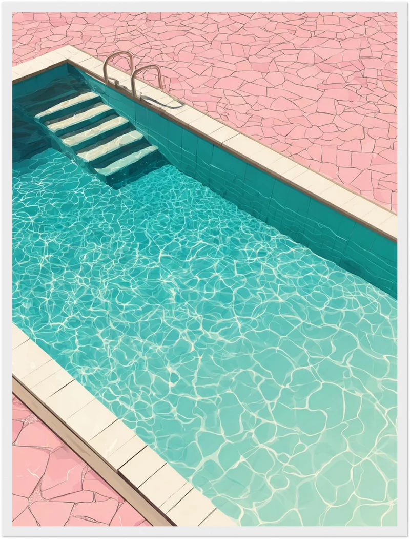 Rosa Pool im Sommer Poster