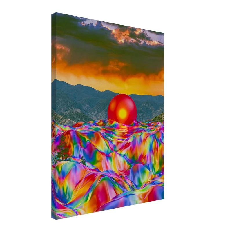 Psychedelischer Sonnenuntergang mit Kugel Leinwand