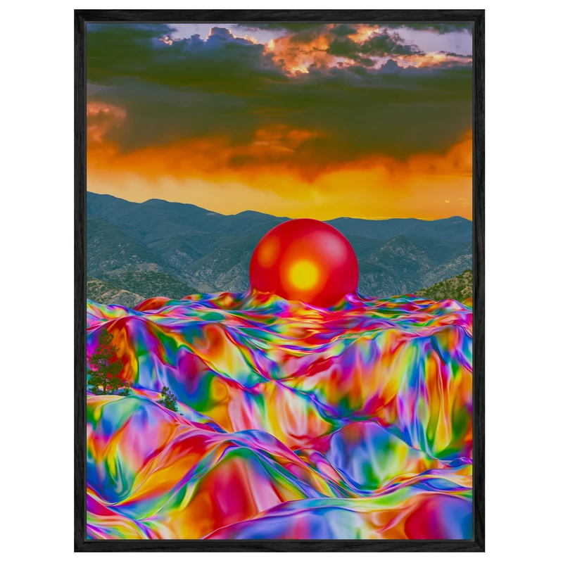 Psychedelischer Sonnenuntergang mit Kugel Leinwand