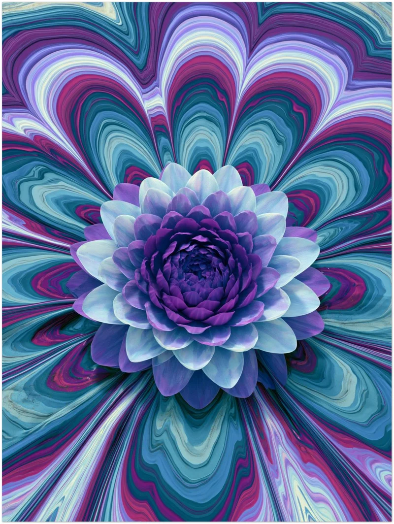 Psychedelische Lotusblüte lila Leinwand
