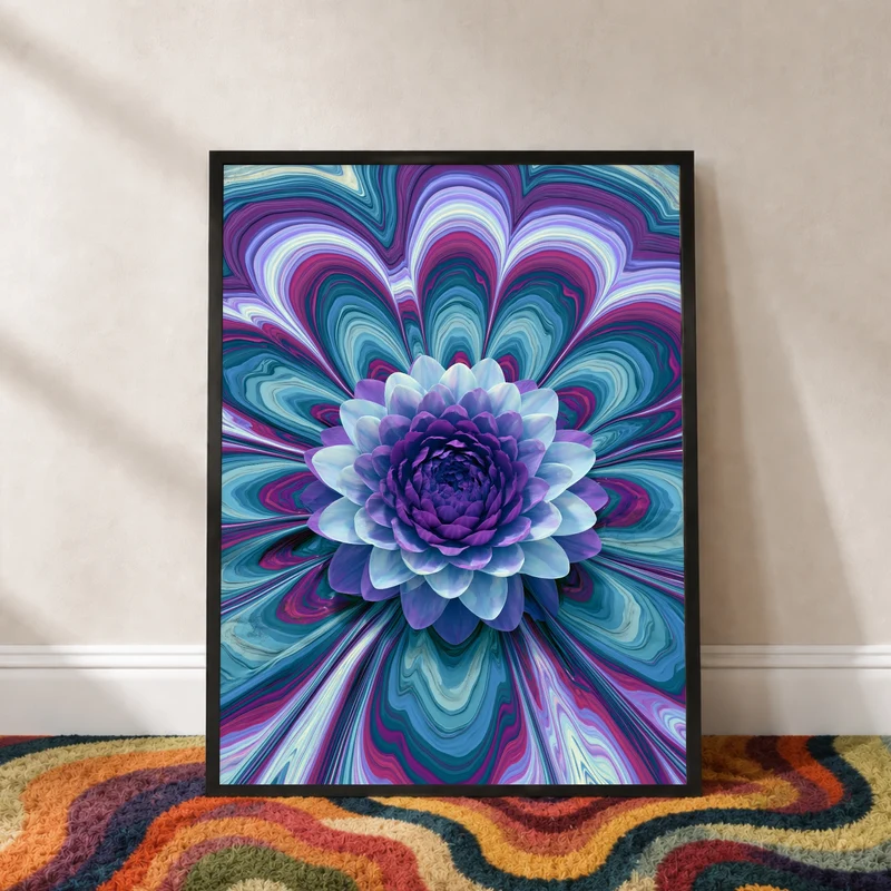 Psychedelische Lotusblüte lila Poster