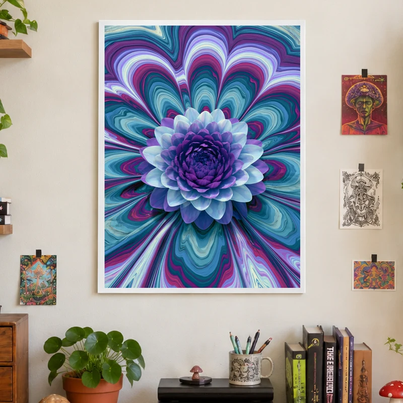 Psychedelische Lotusblüte lila Poster