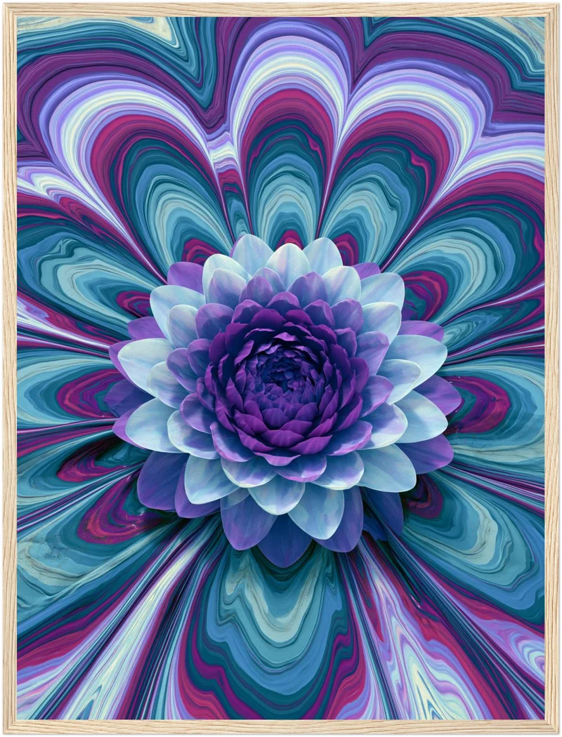 Psychedelische Lotusblüte lila Poster
