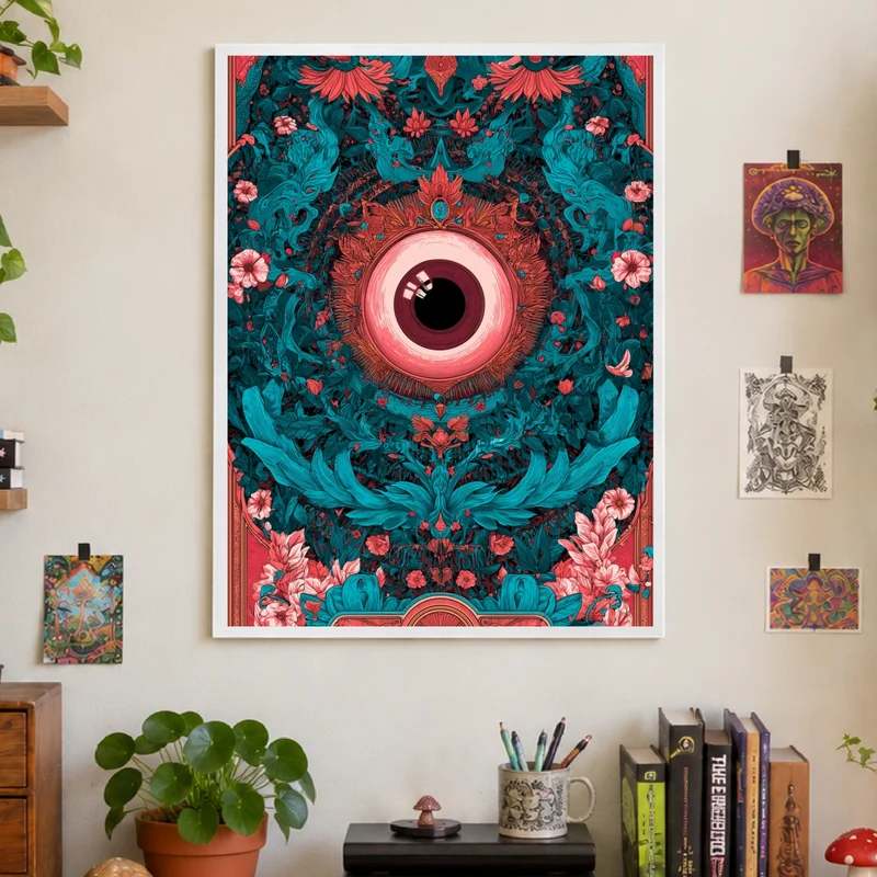 Allsehendes Auge im Blütenrausch Poster