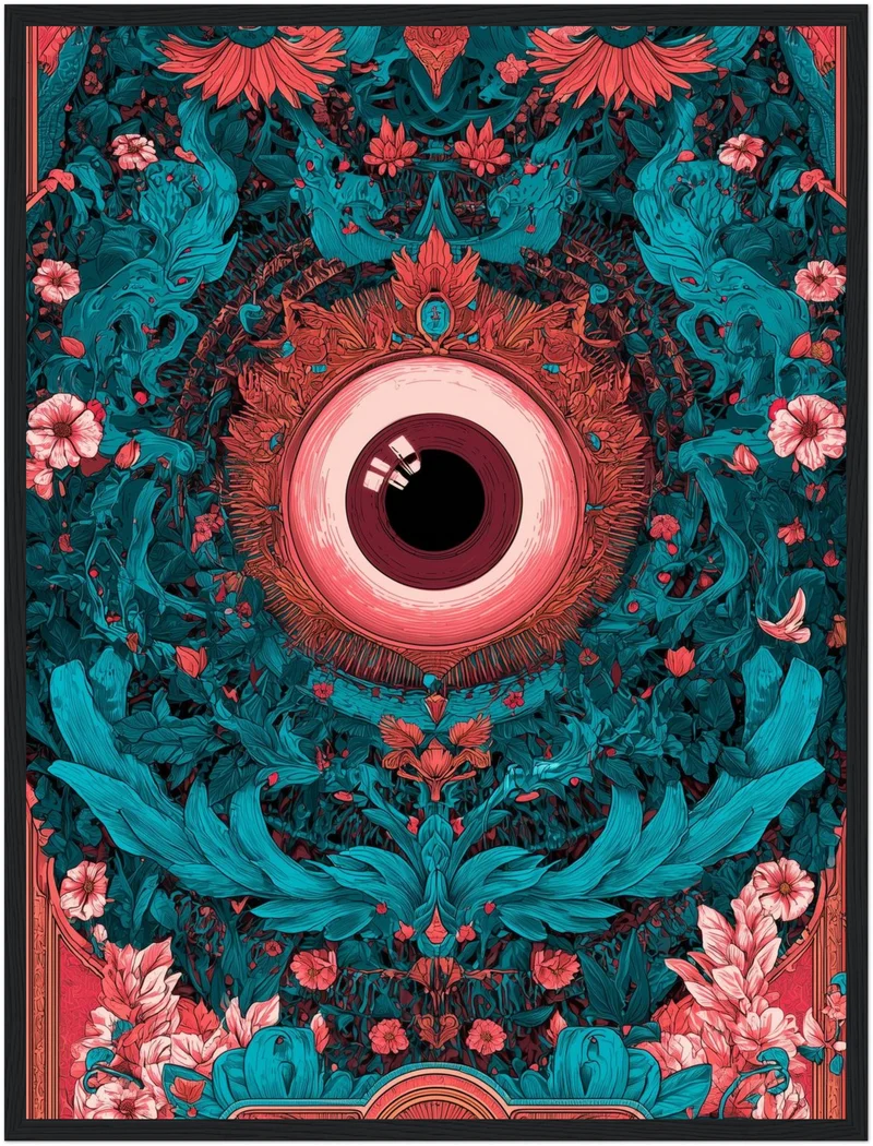 Allsehendes Auge im Blütenrausch Poster