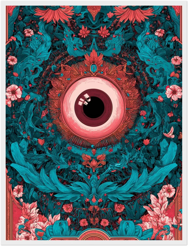 Allsehendes Auge im Blütenrausch Poster