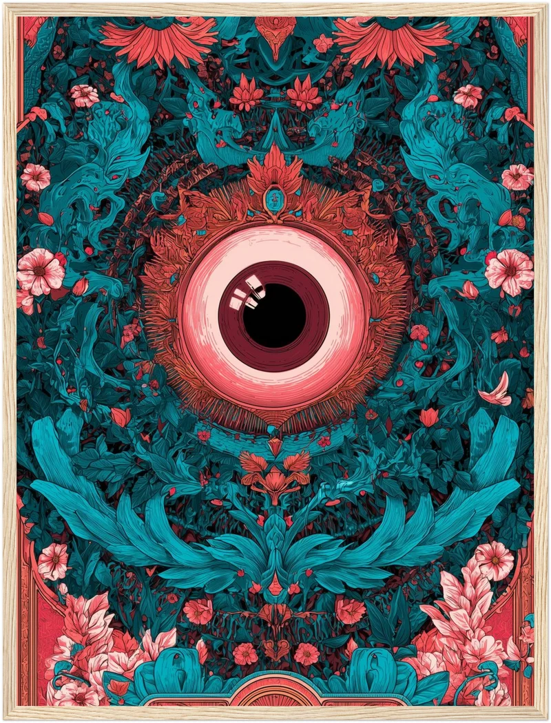 Allsehendes Auge im Blütenrausch Poster