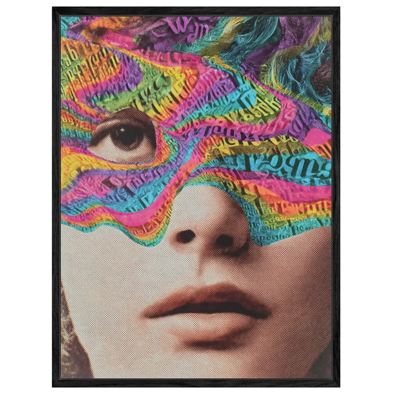 Psychedelisches Gesicht mit Schrift Leinwand