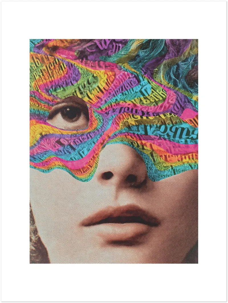 Psychedelisches Gesicht mit Schrift Poster