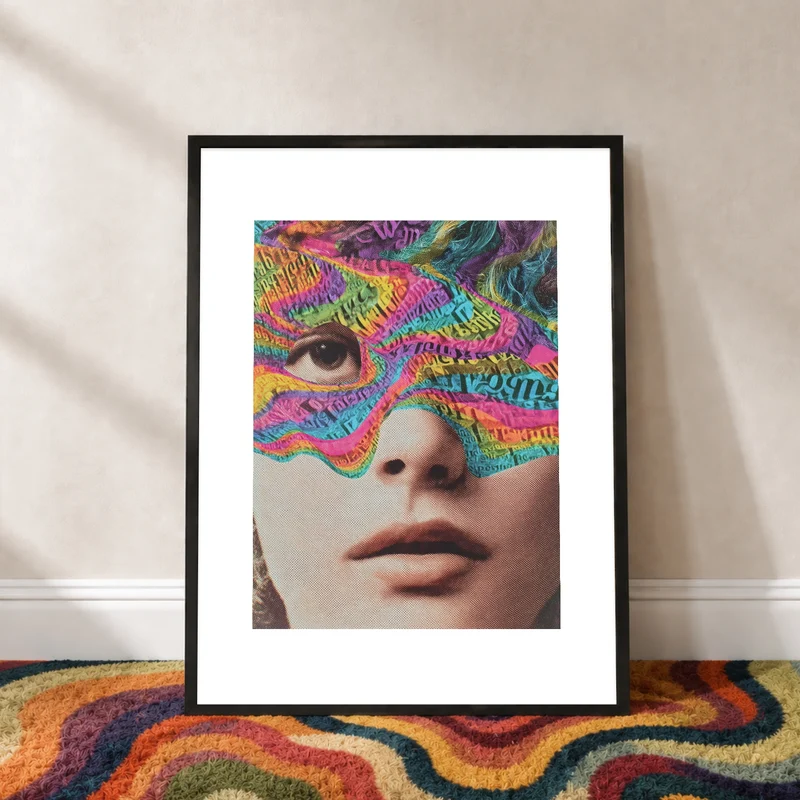 Psychedelisches Gesicht mit Schrift Poster