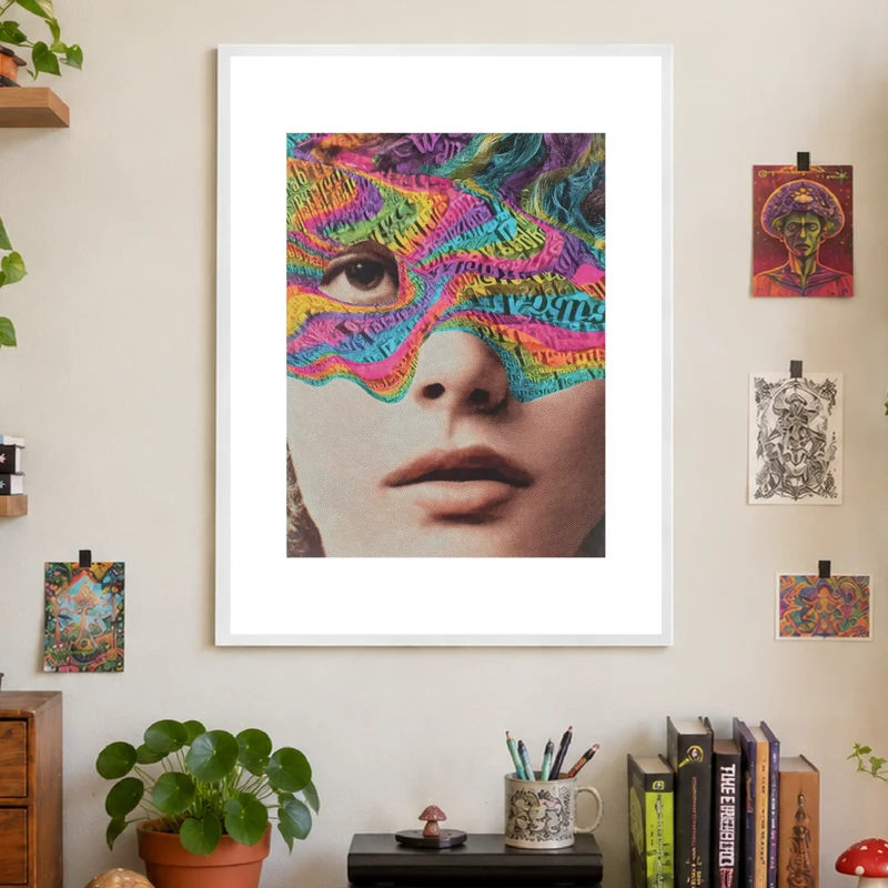 Psychedelisches Gesicht mit Schrift Poster