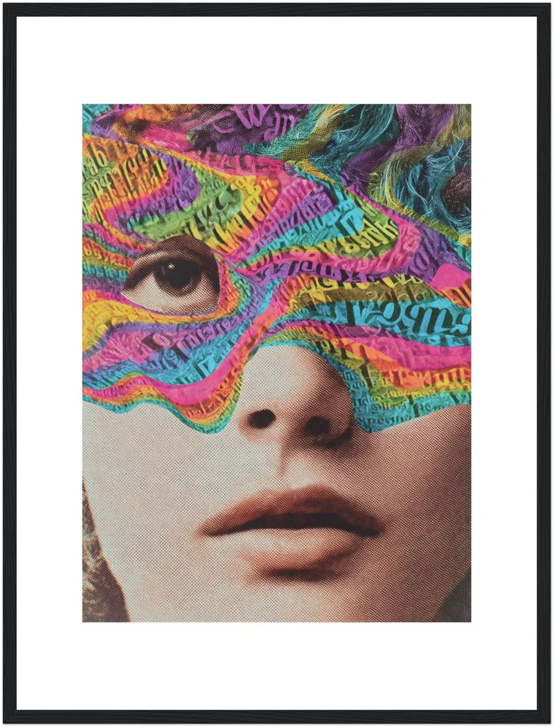 Psychedelisches Gesicht mit Schrift Poster