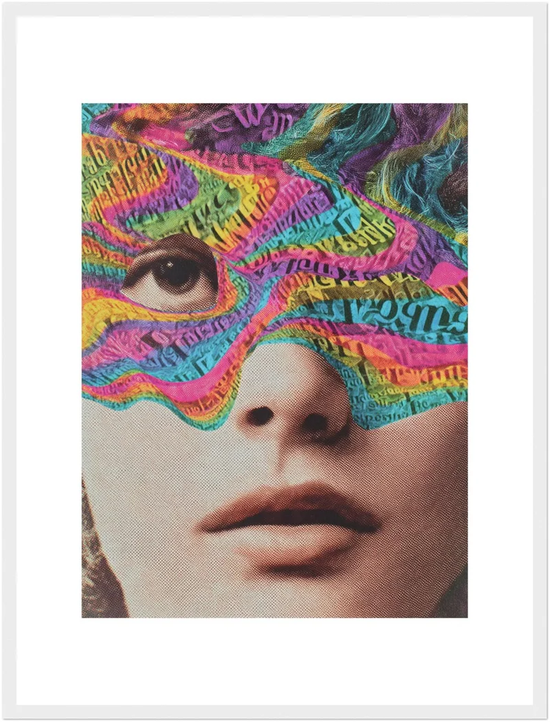 Psychedelisches Gesicht mit Schrift Poster