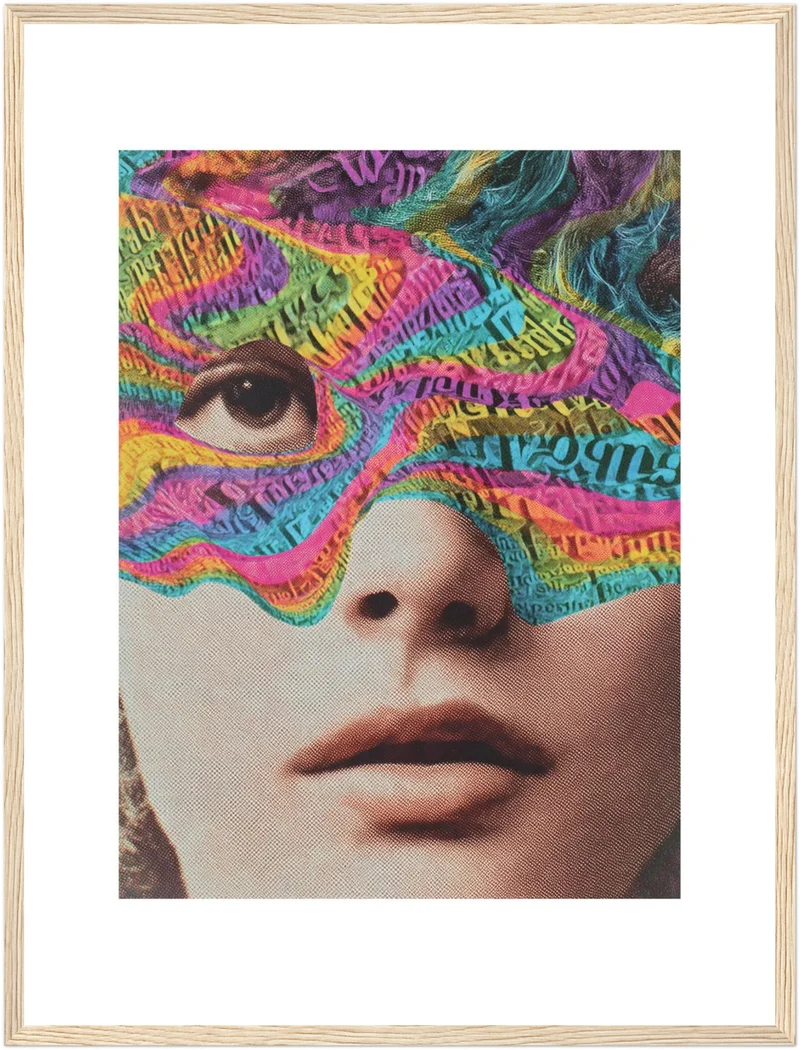 Psychedelisches Gesicht mit Schrift Poster