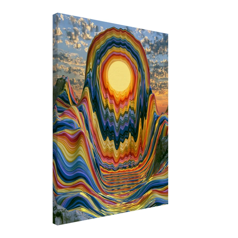 Psychedelischer Sonnenuntergang in Wellen Leinwand