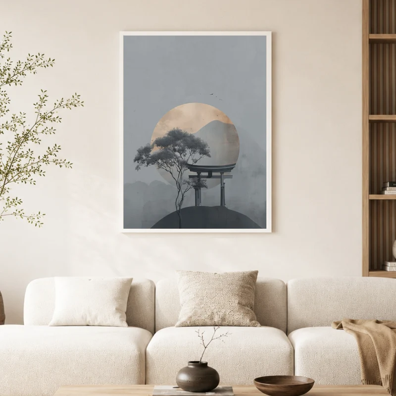Torii im Morgennebel Poster