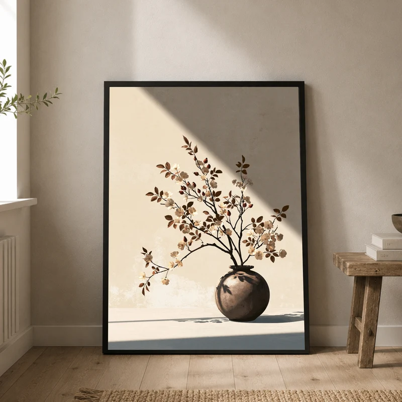 Blütenzweige im Morgenlicht Poster