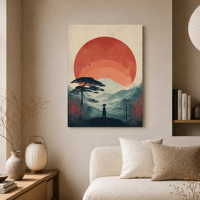 Wanderer vor roter Sonne Leinwand