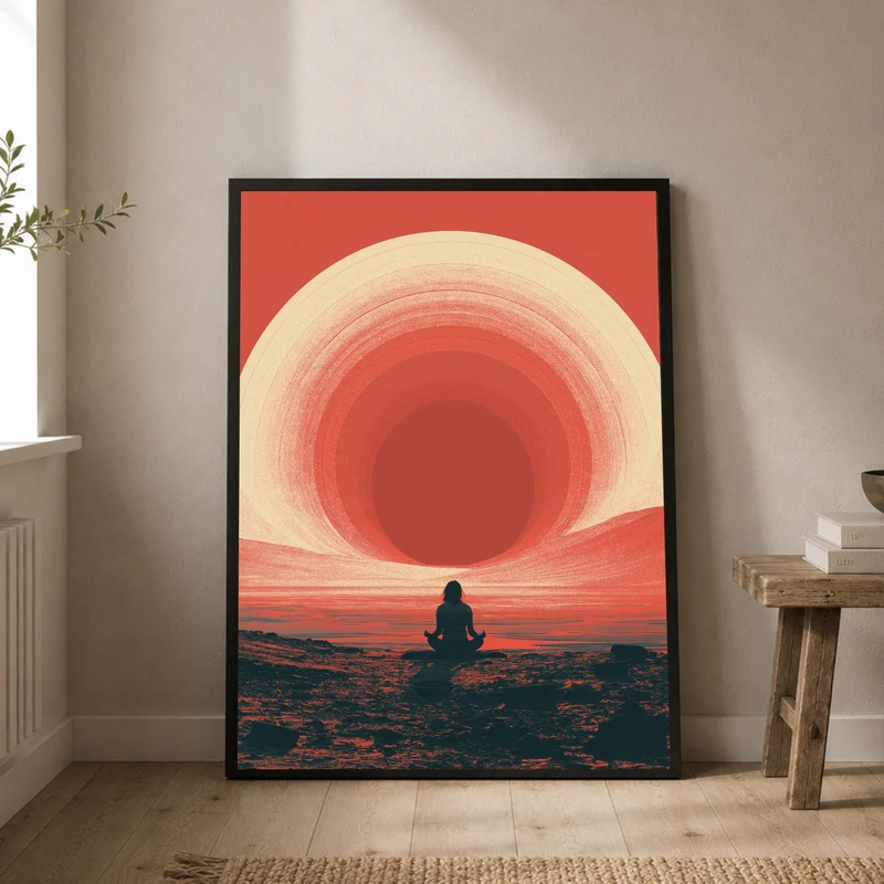 Meditation am roten Horizont Poster