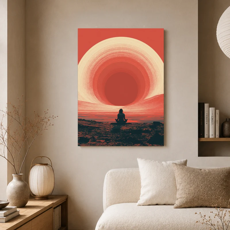 Meditation am roten Horizont Poster