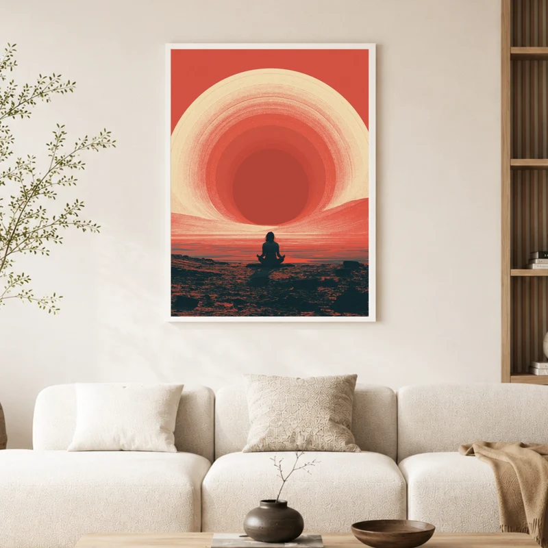 Meditation am roten Horizont Poster
