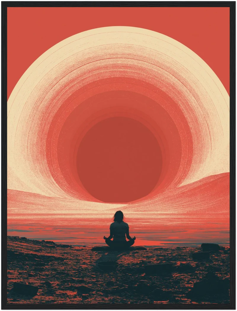 Meditation am roten Horizont Poster