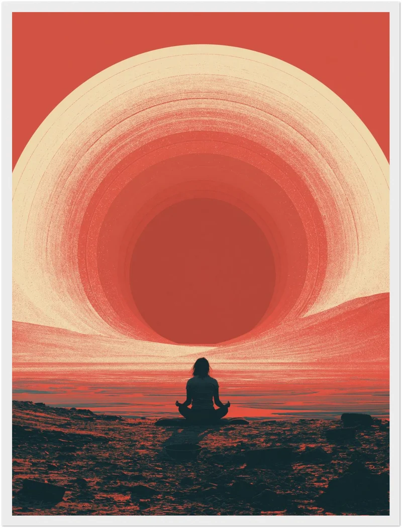 Meditation am roten Horizont Poster