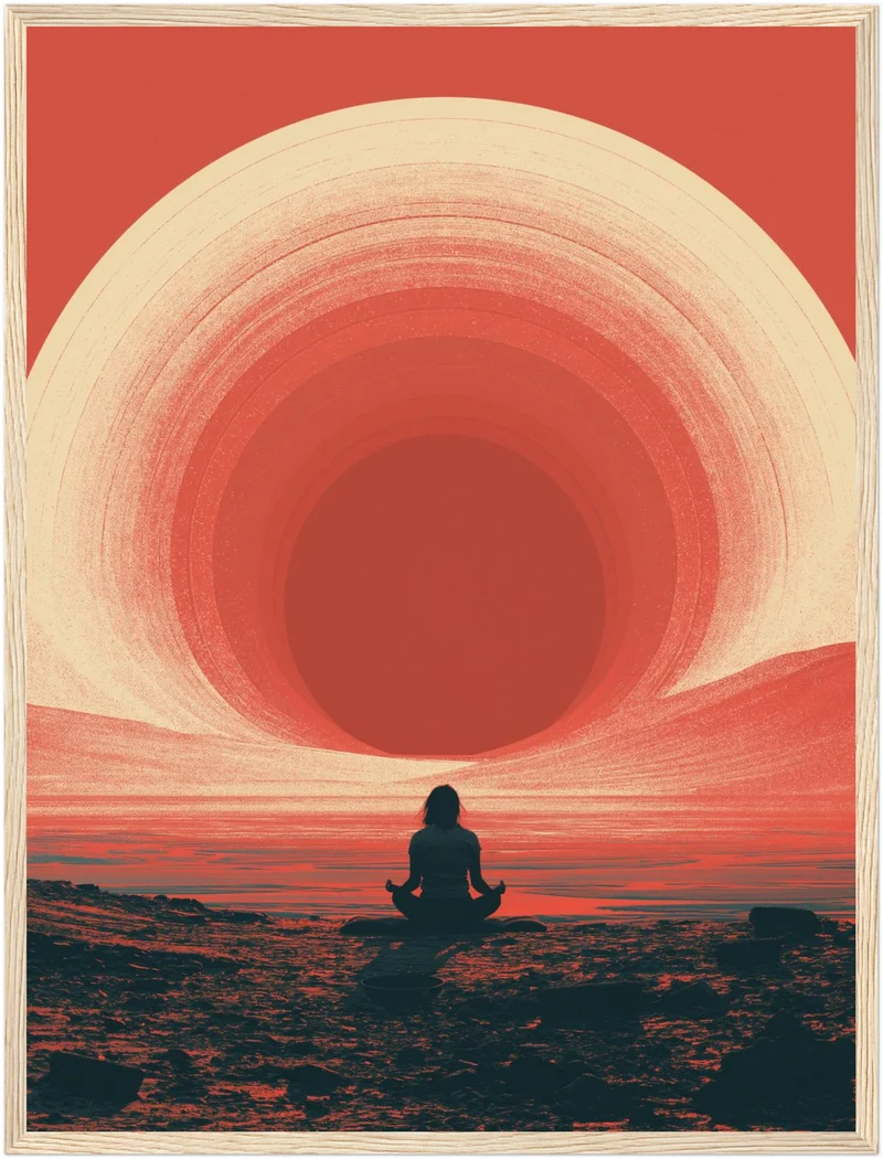 Meditation am roten Horizont Poster