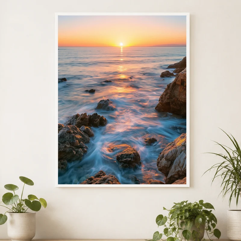 Goldenes Abendlicht am Meer Poster