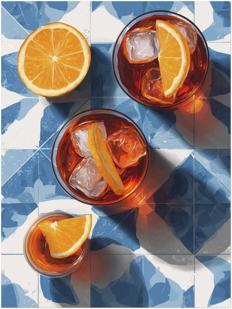 Aperitivo auf blauen Fliesen Leinwand