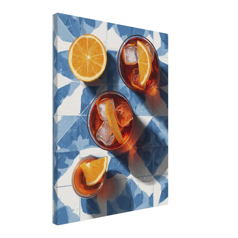 Aperitivo auf blauen Fliesen Leinwand