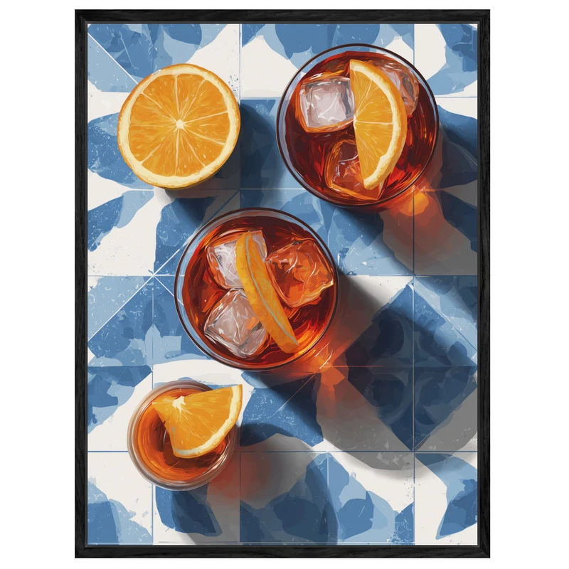 Aperitivo auf blauen Fliesen Leinwand