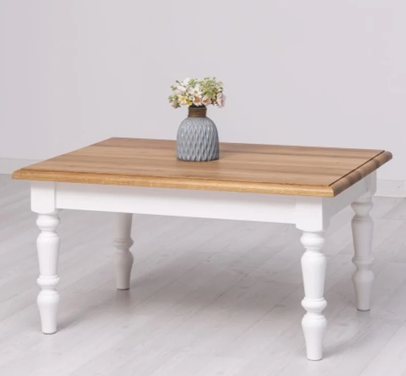 Casa Padrino Couchtisch im Landhausstil mit Eichenholzplatte, 90 x 65 x 45 cm