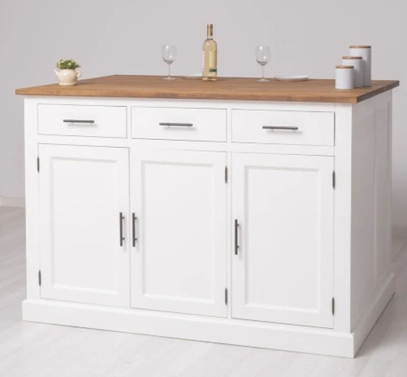 Casa Padrino Küchenschrank im Landhausstil mit Eichenholzplatte, 160 x 110 x 110 cm
