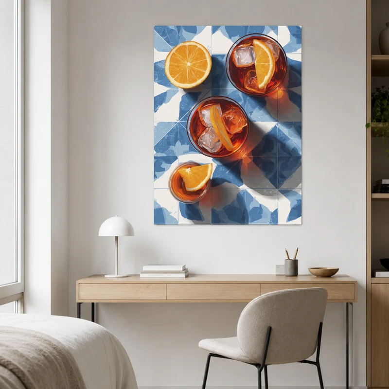 Aperitivo auf blauen Fliesen Poster